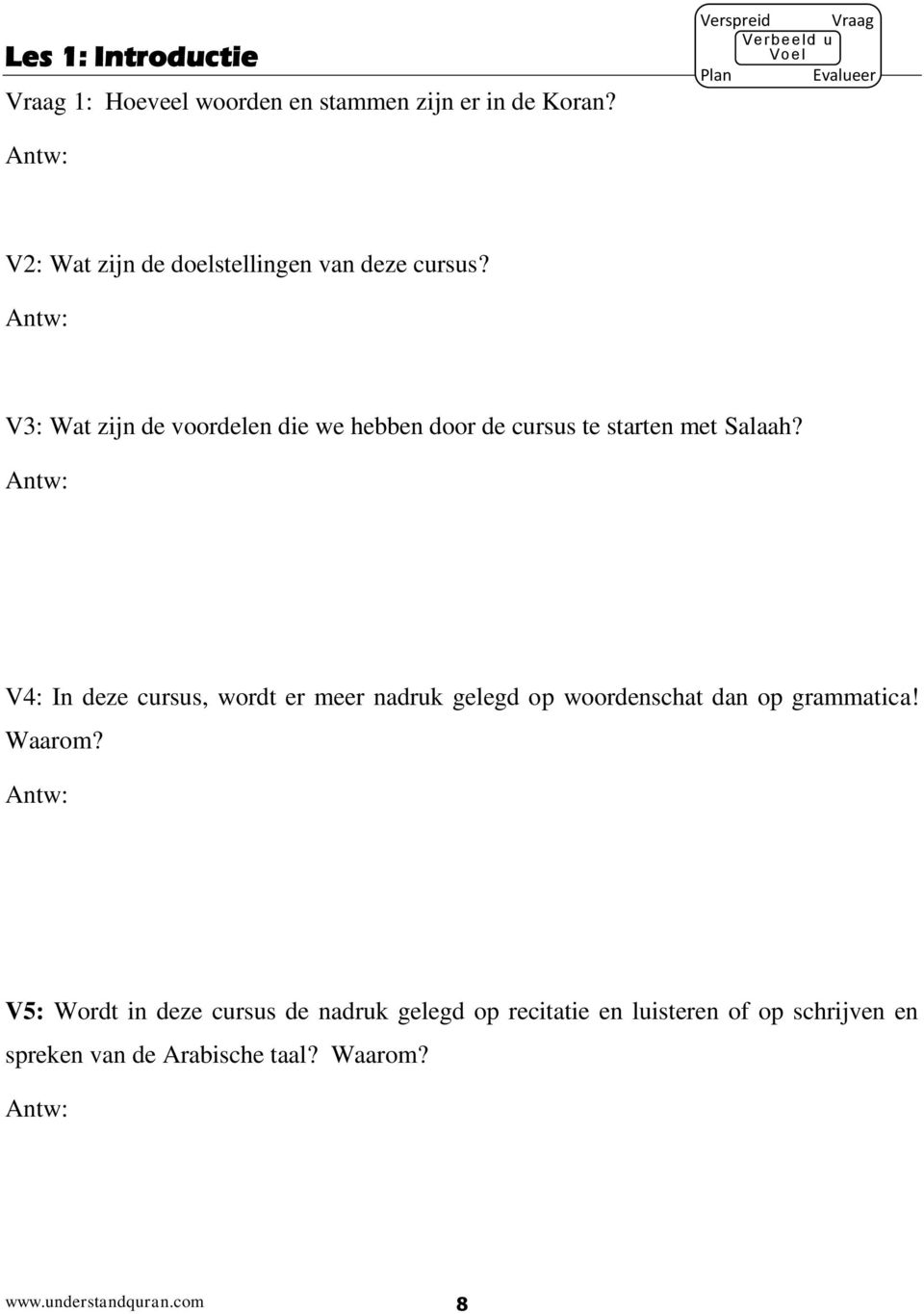 V3: Wat zijn de voordelen die we hebben door de cursus te starten met Salaah?