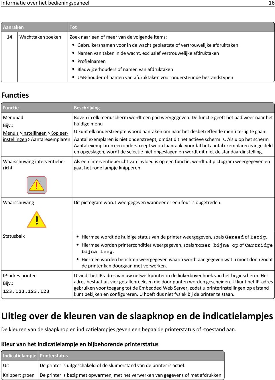 Functie Beschrijving Menupad Boven in elk menuscherm wordt een pad weergegeven. De functie geeft het pad weer naar het Bijv.