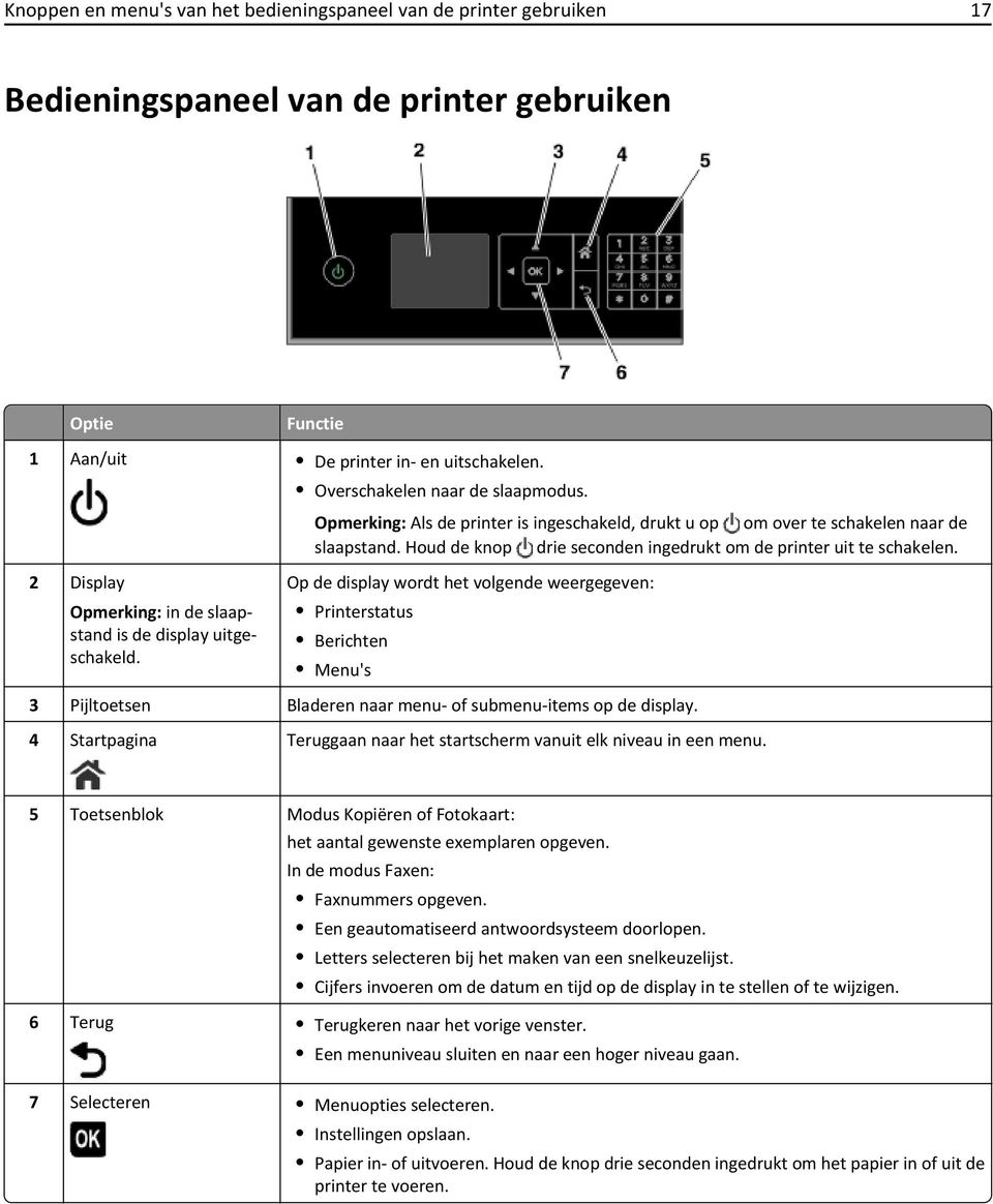 Houd de knop drie seconden ingedrukt om de printer uit te schakelen.