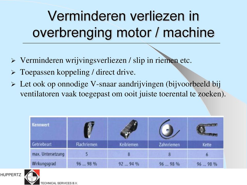 Toepassen koppeling / direct drive.