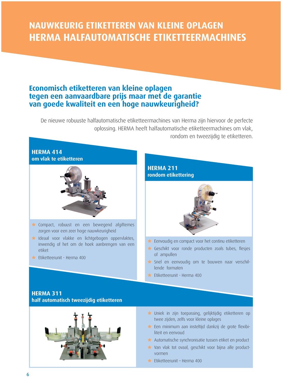 HERMA heeft halfautomatische etiketteermachines om vlak, rondom en tweezijdig te etiketteren.