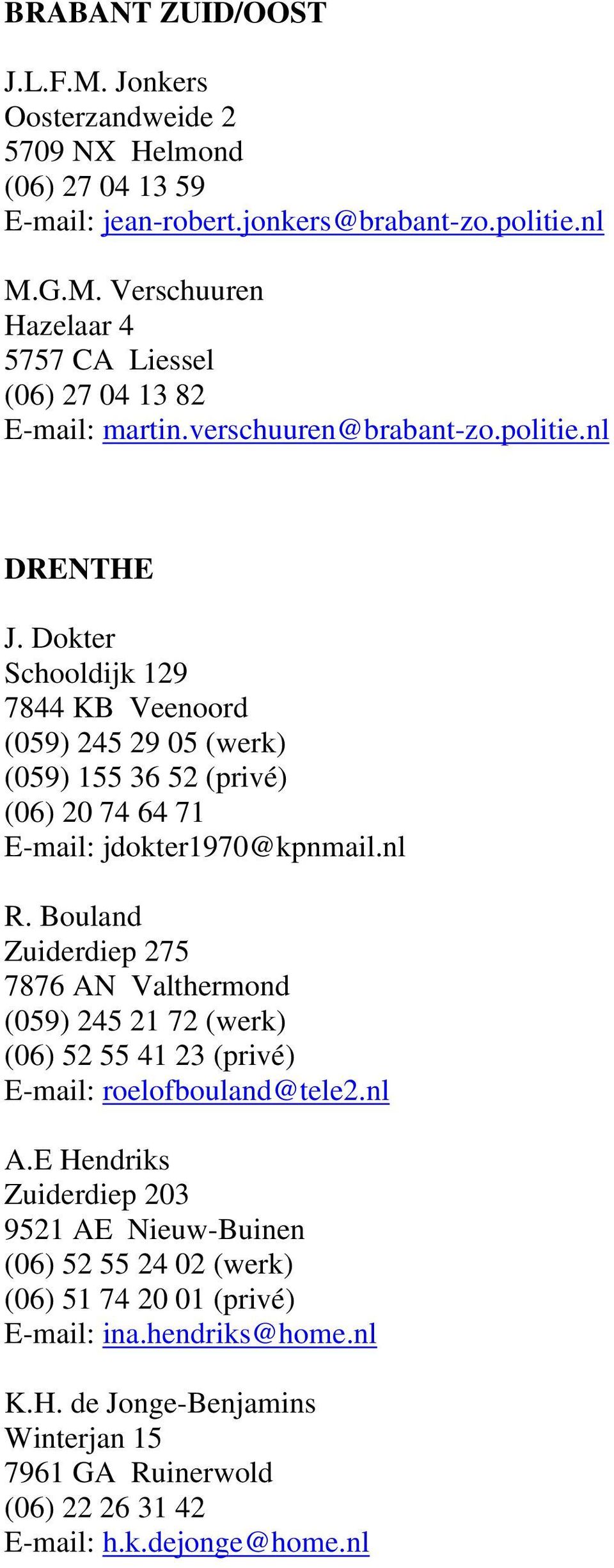Bouland Zuiderdiep 275 7876 AN Valthermond (059) 245 21 72 (werk) (06) 52 55 41 23 (privé) E-mail: roelofbouland@tele2.nl A.
