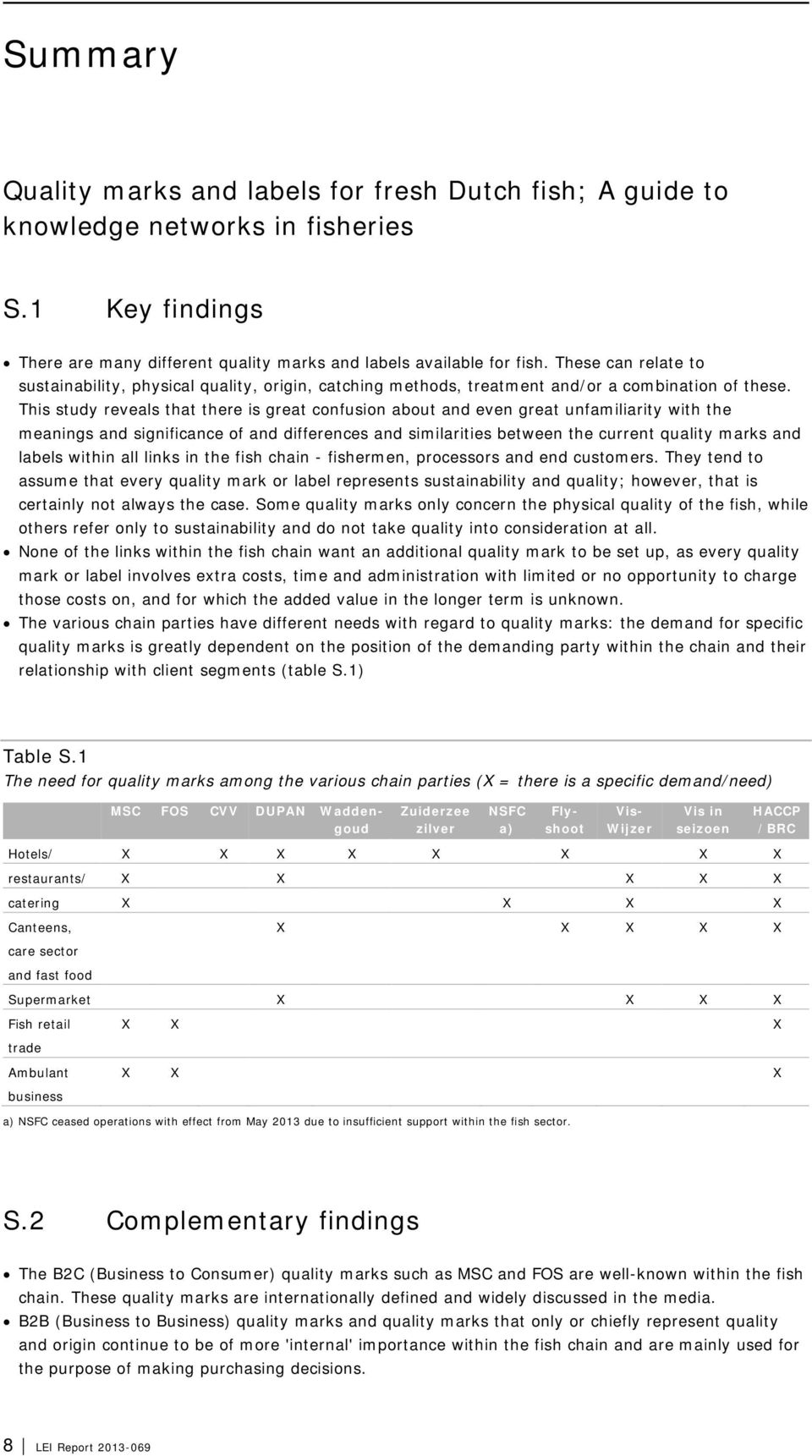 This study reveals that there is great confusion about and even great unfamiliarity with the meanings and significance of and differences and similarities between the current quality marks and labels