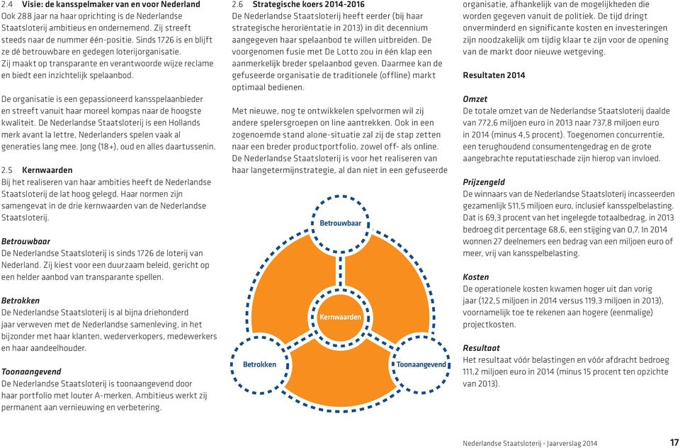 De organisatie is een gepassioneerd kansspelaanbieder en streeft vanuit haar moreel kompas naar de hoogste kwaliteit.