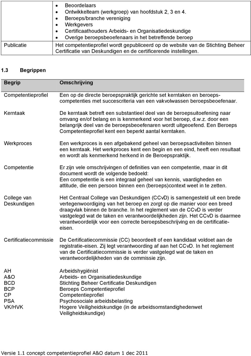 van de Stichting Beheer Certificatie van Deskundigen en de certificerende instellingen. 1.