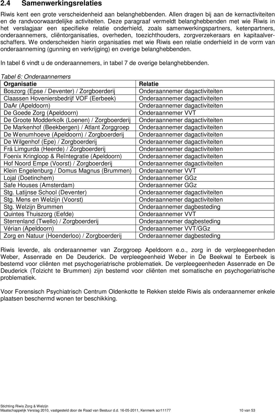 toezichthouders, zorgverzekeraars en kapitaalverschaffers.