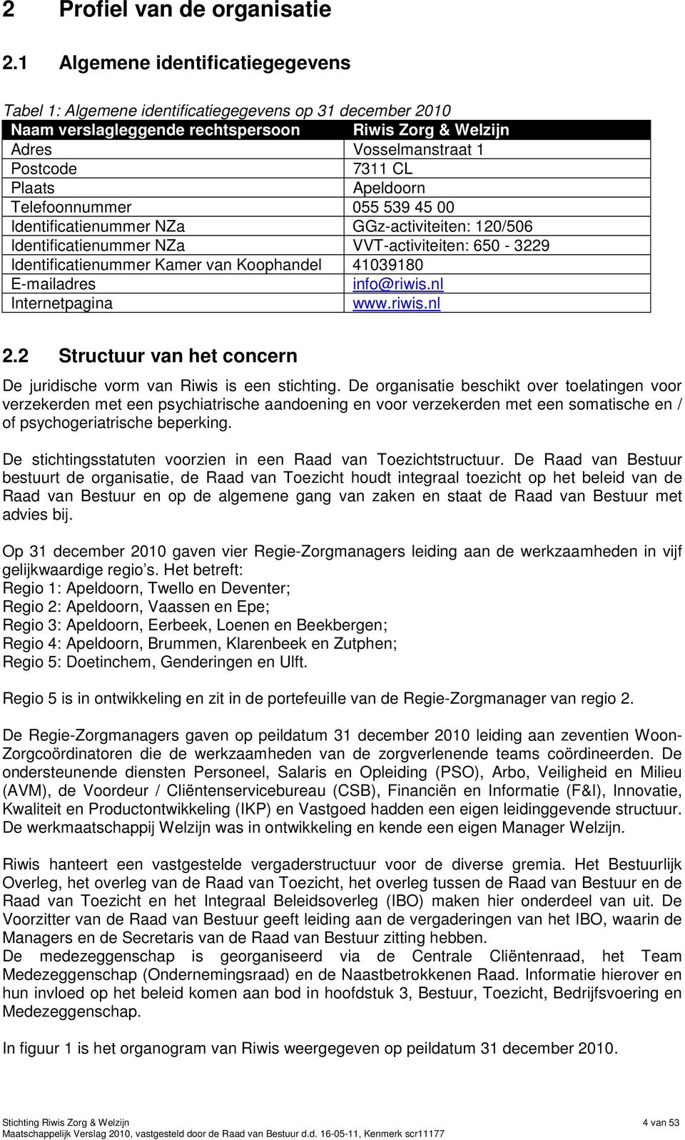 Apeldoorn Telefoonnummer 055 539 45 00 Identificatienummer NZa GGz-activiteiten: 120/506 Identificatienummer NZa VVT-activiteiten: 650-3229 Identificatienummer Kamer van Koophandel 41039180