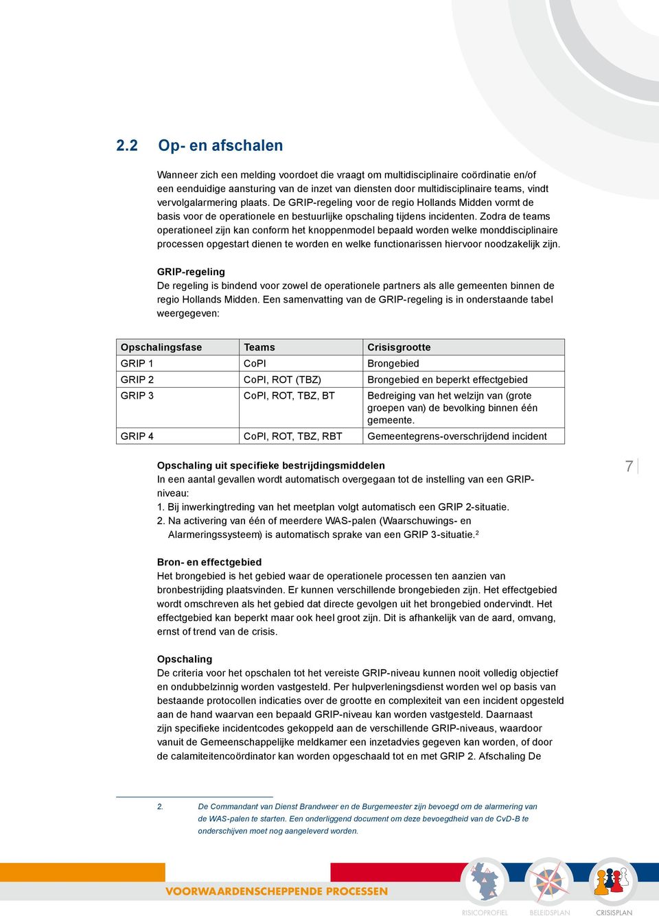 Zodra de teams operationeel zijn kan conform het knoppenmodel bepaald worden welke monddisciplinaire processen opgestart dienen te worden en welke functionarissen hiervoor noodzakelijk zijn.