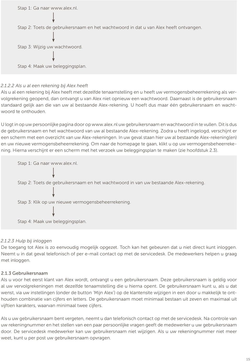 1.2.2 Als u al een rekening bij Alex heeft Als u al een rekening bij Alex heeft met dezelfde tenaamstelling en u heeft uw vermogensbeheerrekening als vervolgrekening geopend, dan ontvangt u van Alex