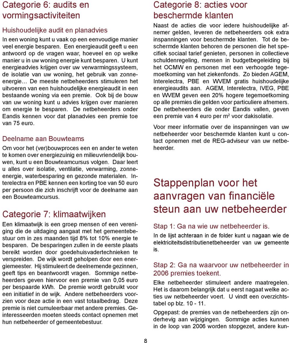 U kunt energieadvies krijgen over uw verwarmingssysteem, de isolatie van uw woning, het gebruik van zonneenergie De meeste netbeheerders stimuleren het uitvoeren van een huishoudelijke energieaudit