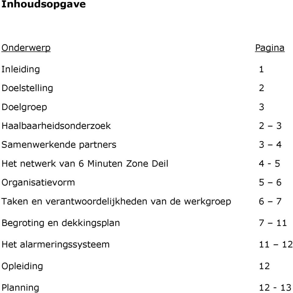 Zone Deil 4-5 Organisatievorm 5 6 Taken en verantwoordelijkheden van de