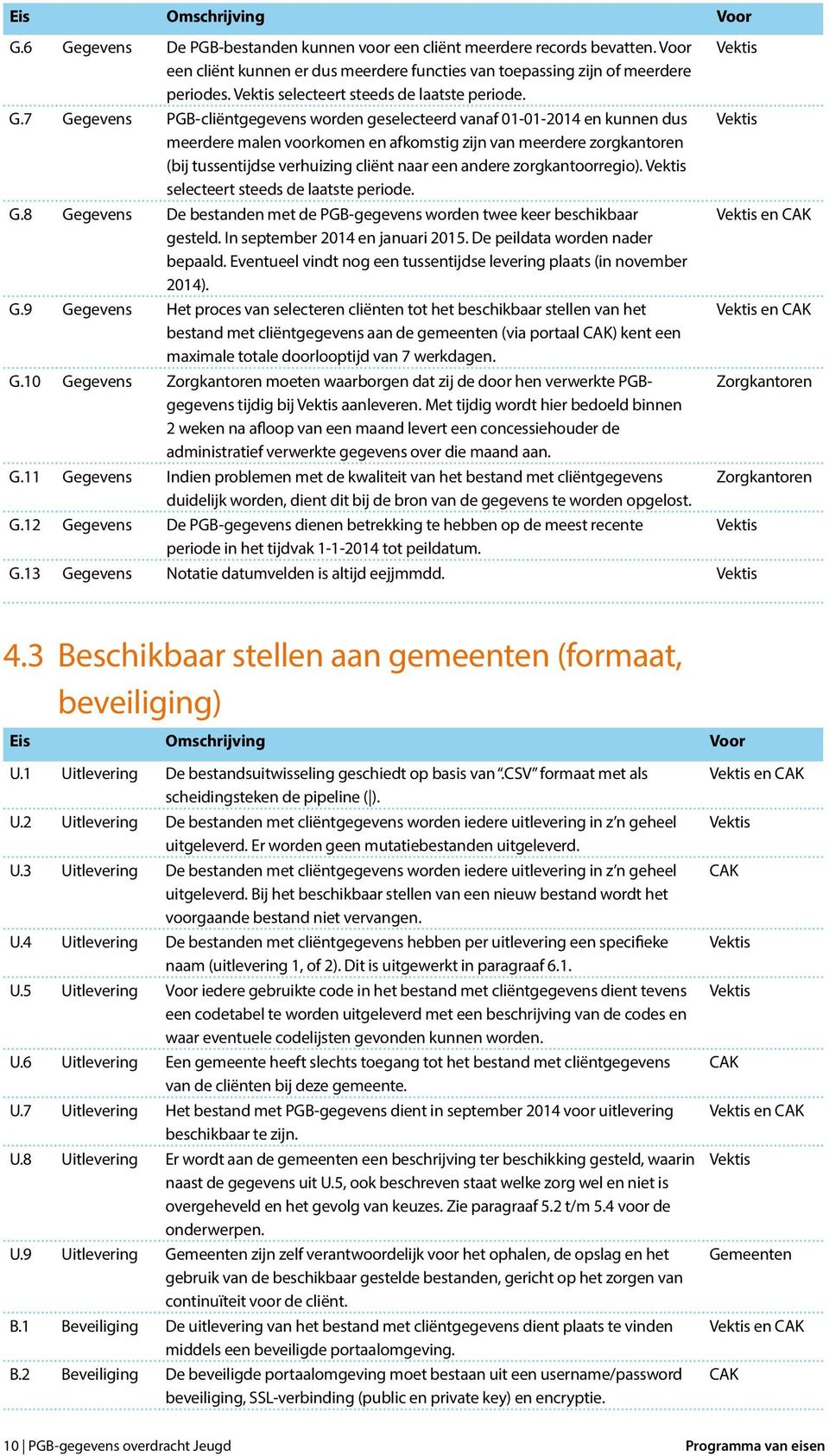 7 Gegevens PGB-cliëntgegevens worden geselecteerd vanaf 01-01-2014 en kunnen dus meerdere malen voorkomen en afkomstig zijn van meerdere zorgkantoren (bij tussentijdse verhuizing cliënt naar een