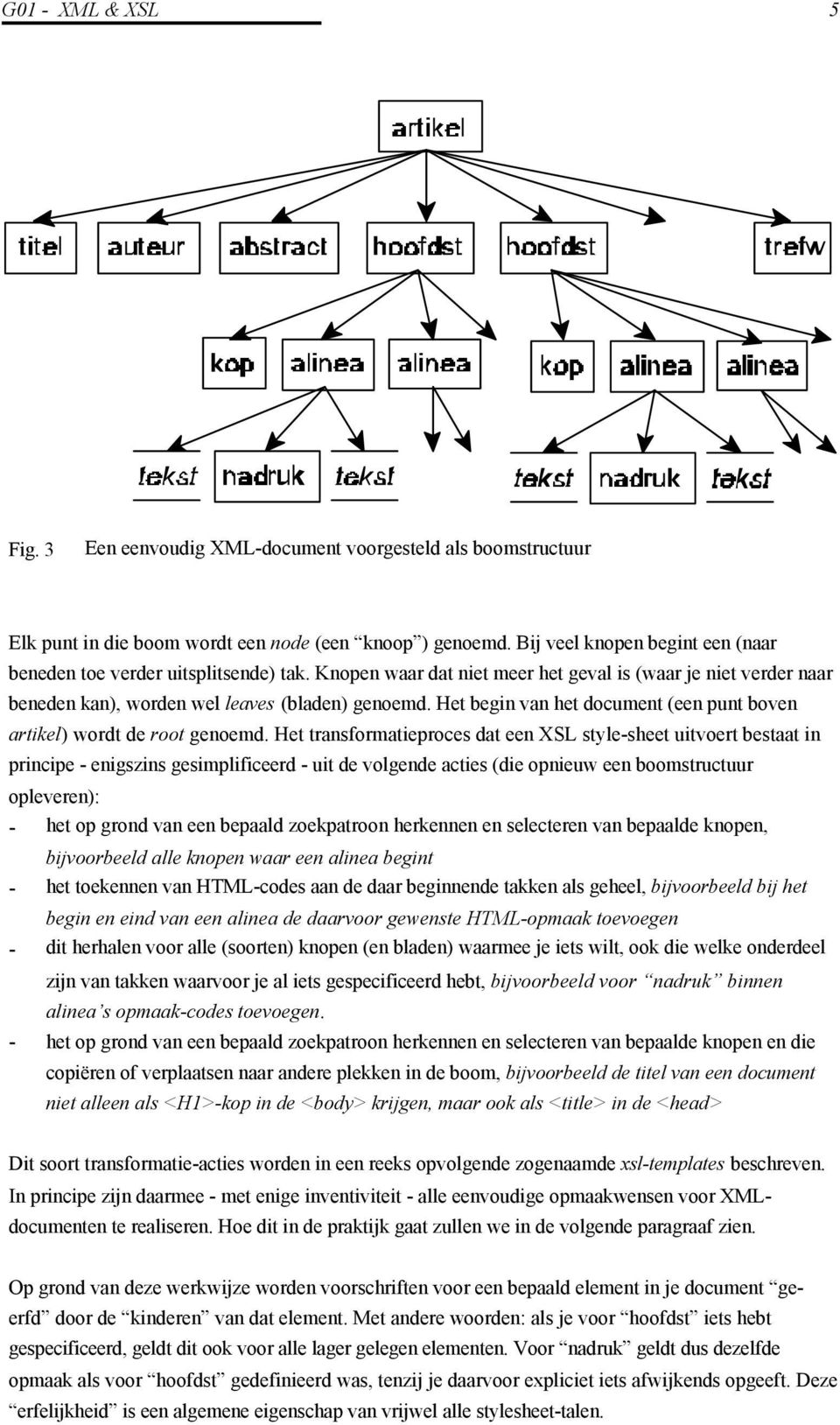 Het begin van het document (een punt boven artikel) wordt de root genoemd.