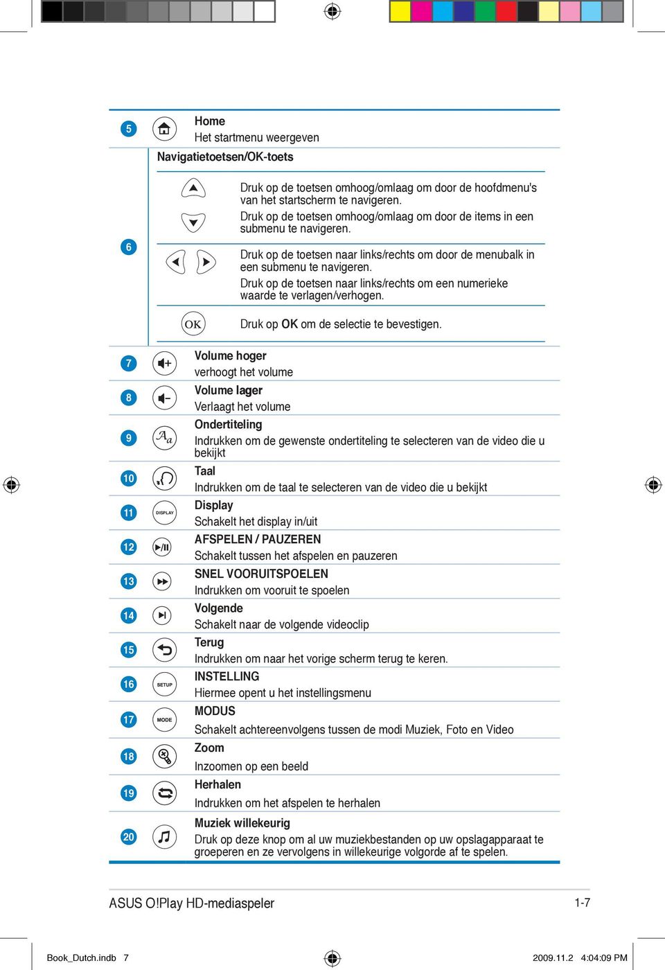 Druk op de toetsen naar links/rechts om een numerieke waarde te verlagen/verhogen. Druk op OK om de selectie te bevestigen.