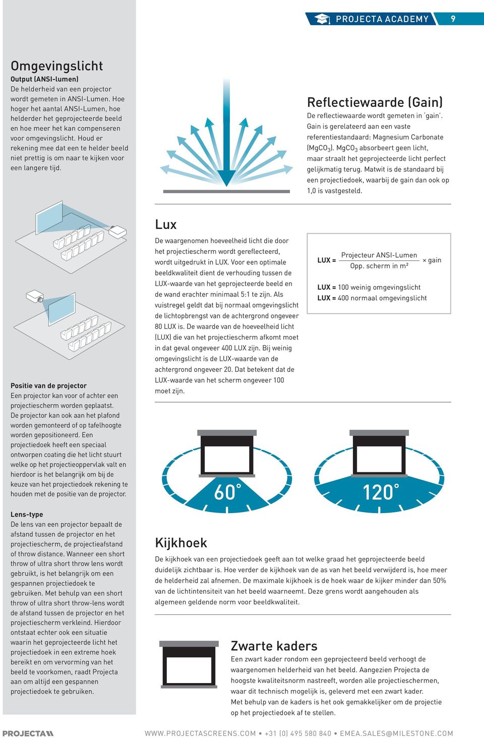 Houd er rekening mee dat een te helder beeld niet prettig is om naar te kijken voor een langere tijd. Reflectiewaarde (Gain) De reflectiewaarde wordt gemeten in gain.