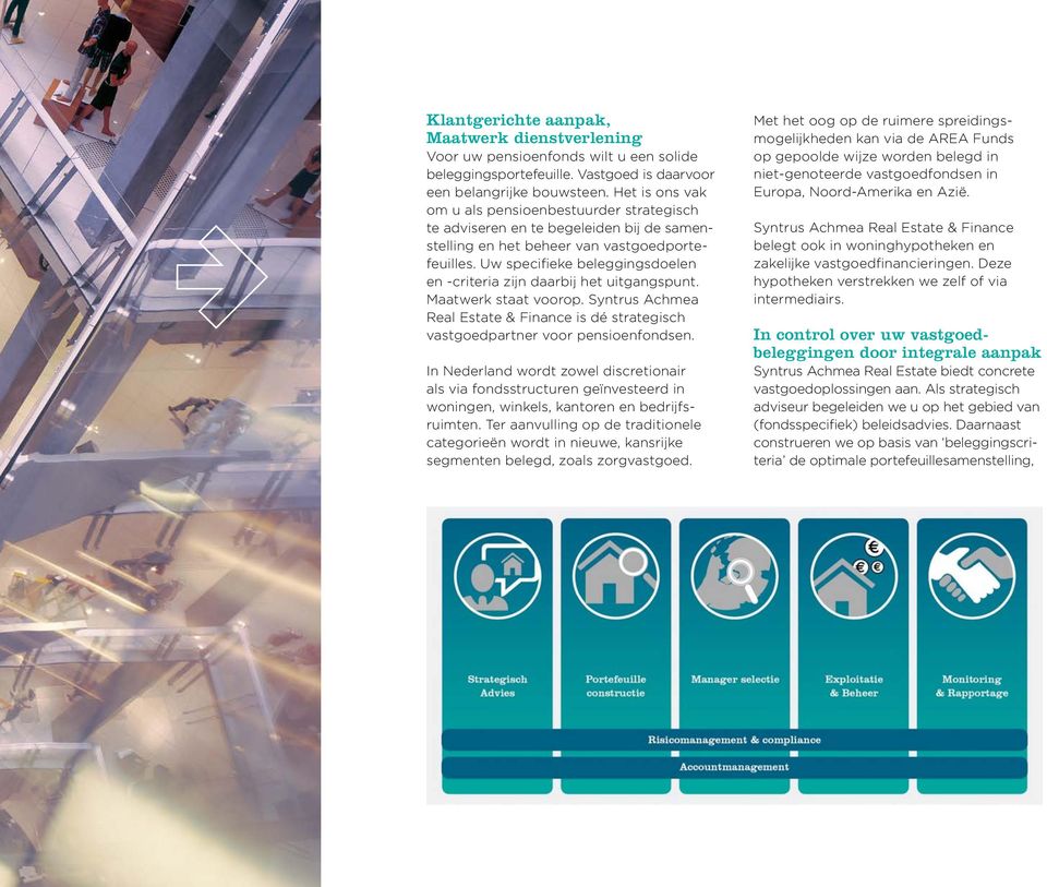 Uw specifieke beleggingsdoelen en -criteria zijn daarbij het uitgangspunt. Maatwerk staat voorop. Syntrus Achmea Real Estate & Finance is dé strategisch vastgoedpartner voor pensioenfondsen.