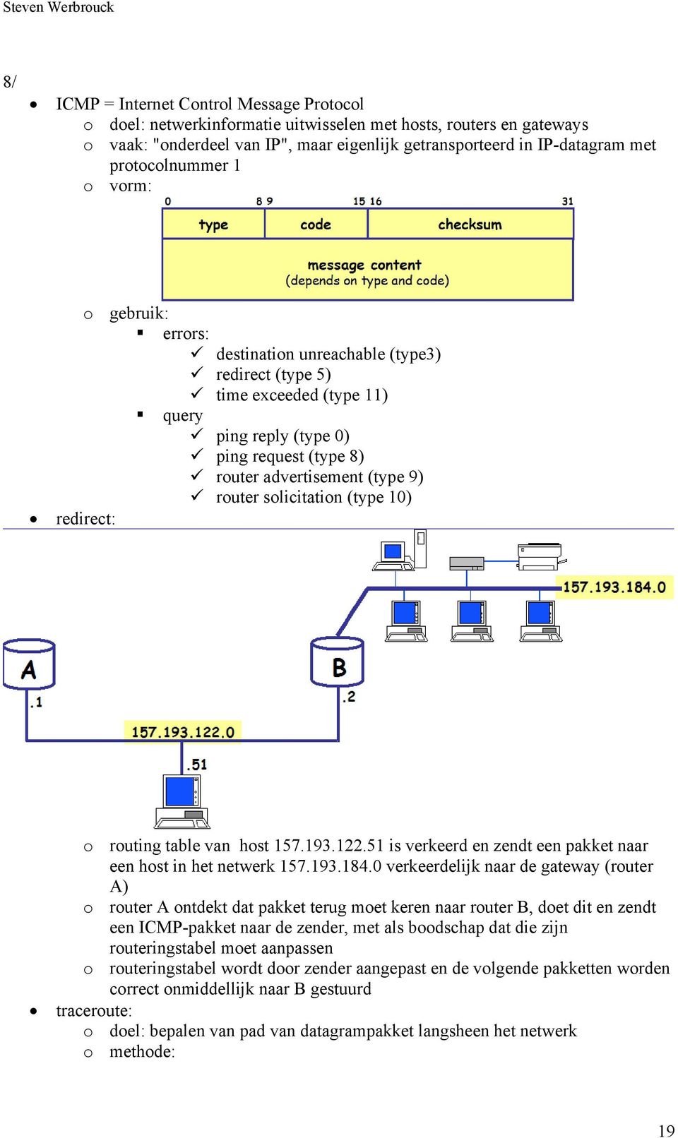router solicitation (type 10) redirect: o routing table van host 157.193.122.51 is verkeerd en zendt een pakket naar een host in het netwerk 157.193.184.