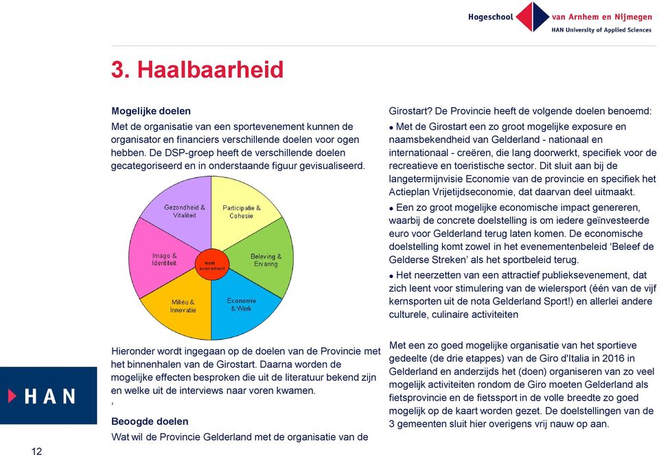 De Provincie heeft de volgende doelen benoemd: Met de Girostart een zo groot mogelijke exposure en naamsbekendheid van Gelderland - nationaal en internationaal - creëren, die lang doorwerkt,