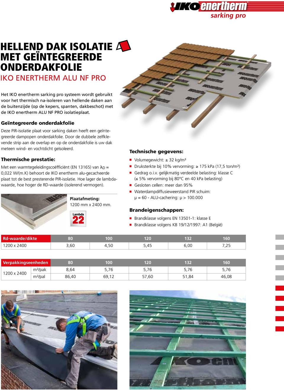 Geïntegreerde onderdakfolie Deze PIR-isolatie plaat voor sarking daken heeft een geïntegreerde dampopen onderdakfolie.