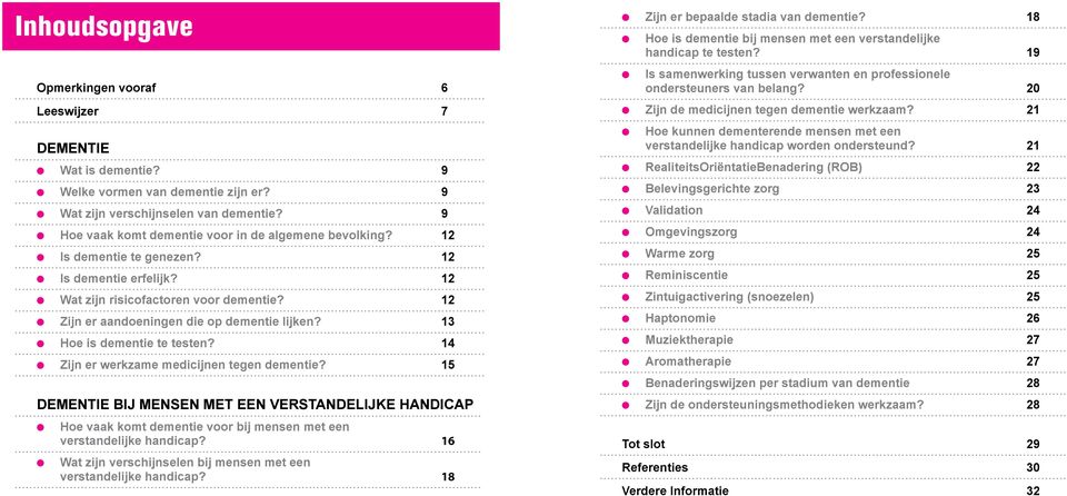 Zijn er werkzame medicijnen tegen dementie? 15. DEMENTIE BIJ MENSEN MET EEN VERSTANDELIJKE HANDICAP Hoe vaak komt dementie voor bij mensen met een verstandeijke handicap?