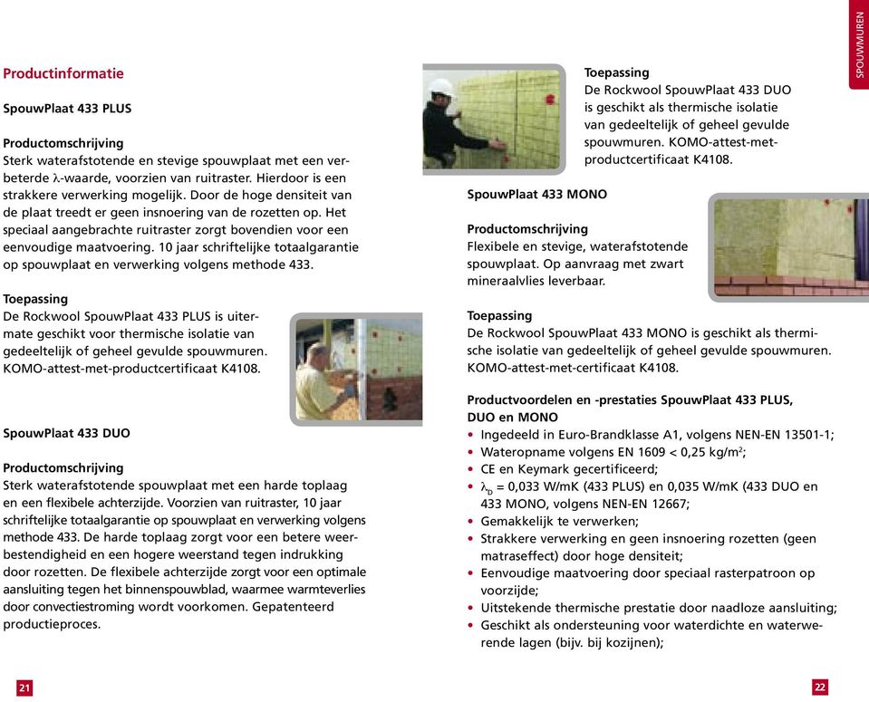 10 jaar schriftelijke totaalgarantie op spouwplaat en verwerking volgens methode 433.