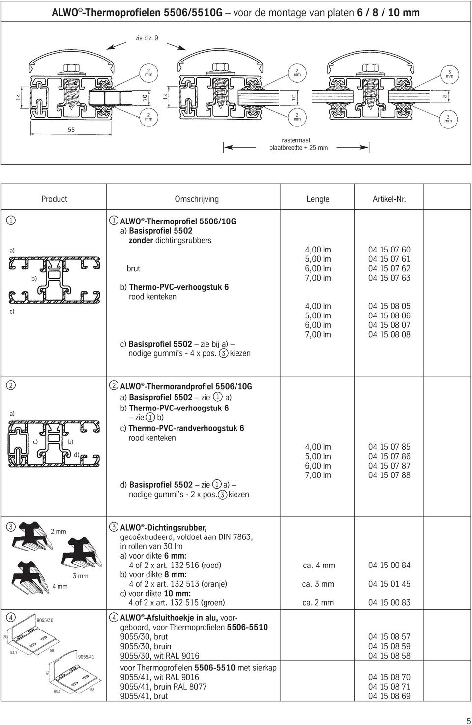 kiezen c) b) d) ALWO -Thermorandprofiel 06/0G Basisprofiel 0 zie b) Thermo-PVC-verhoogstuk 6 zie b) c) Thermo-PVC-randverhoogstuk 6 rood kenteken d) Basisprofiel 0 zie nodige gui s - x pos.