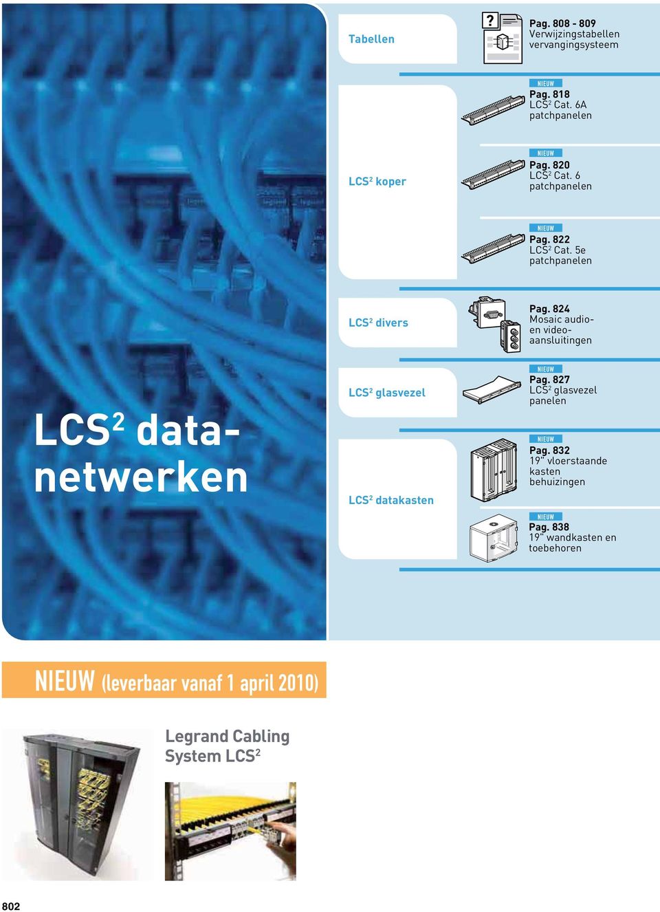 824 Mosaic audioen videoaansluitingen LCS 2 datanetwerken LCS 2 glasvezel LCS 2 datakasten Pag.