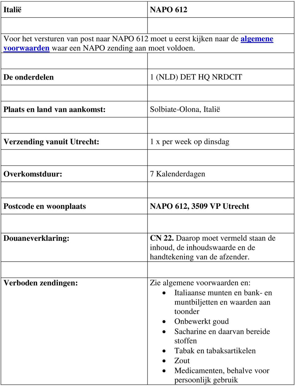 naar de algemene 1 (NLD) DET HQ NRDCIT