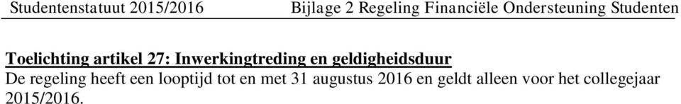 looptijd tot en met 31 augustus 2016 en