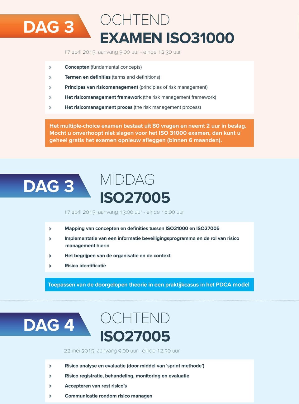 vragen en neemt 2 uur in beslag. Mocht u onverhoopt niet slagen voor het ISO 31000 examen, dan kunt u geheel gratis het examen opnieuw afleggen (binnen 6 maanden).