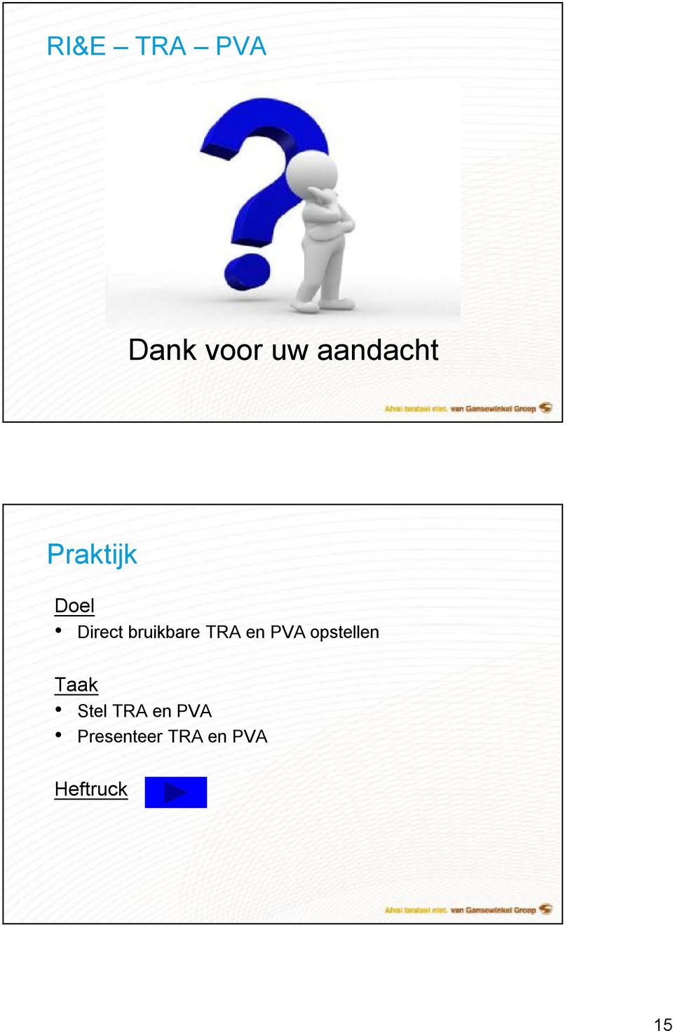 en PVA opstellen Taak Stel TRA en