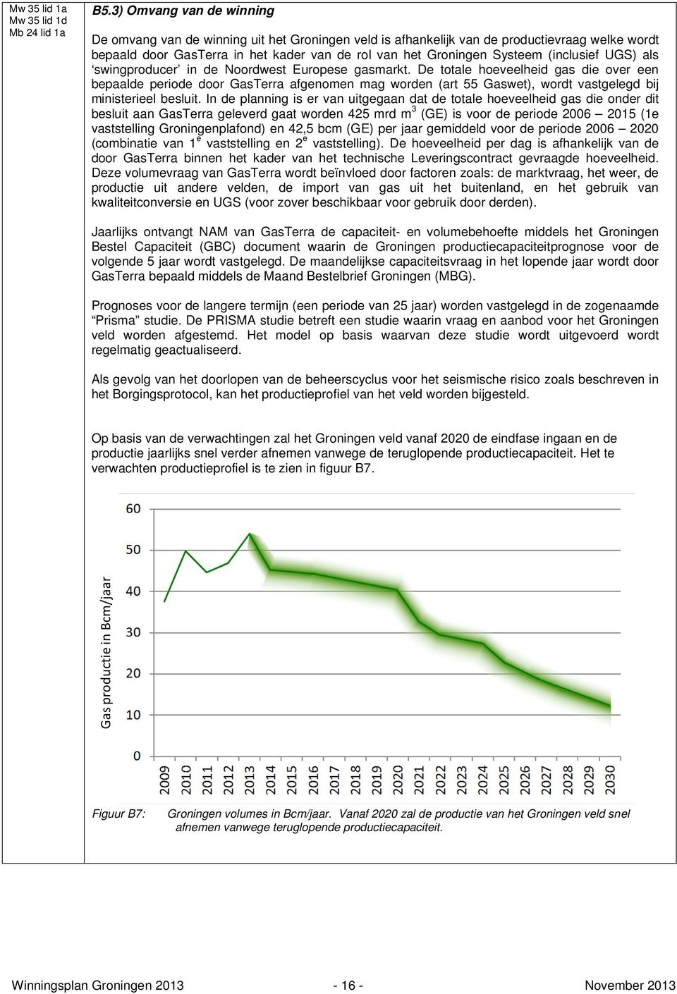 (inclusief UGS) als swingproducer in de Noordwest Europese gasmarkt.