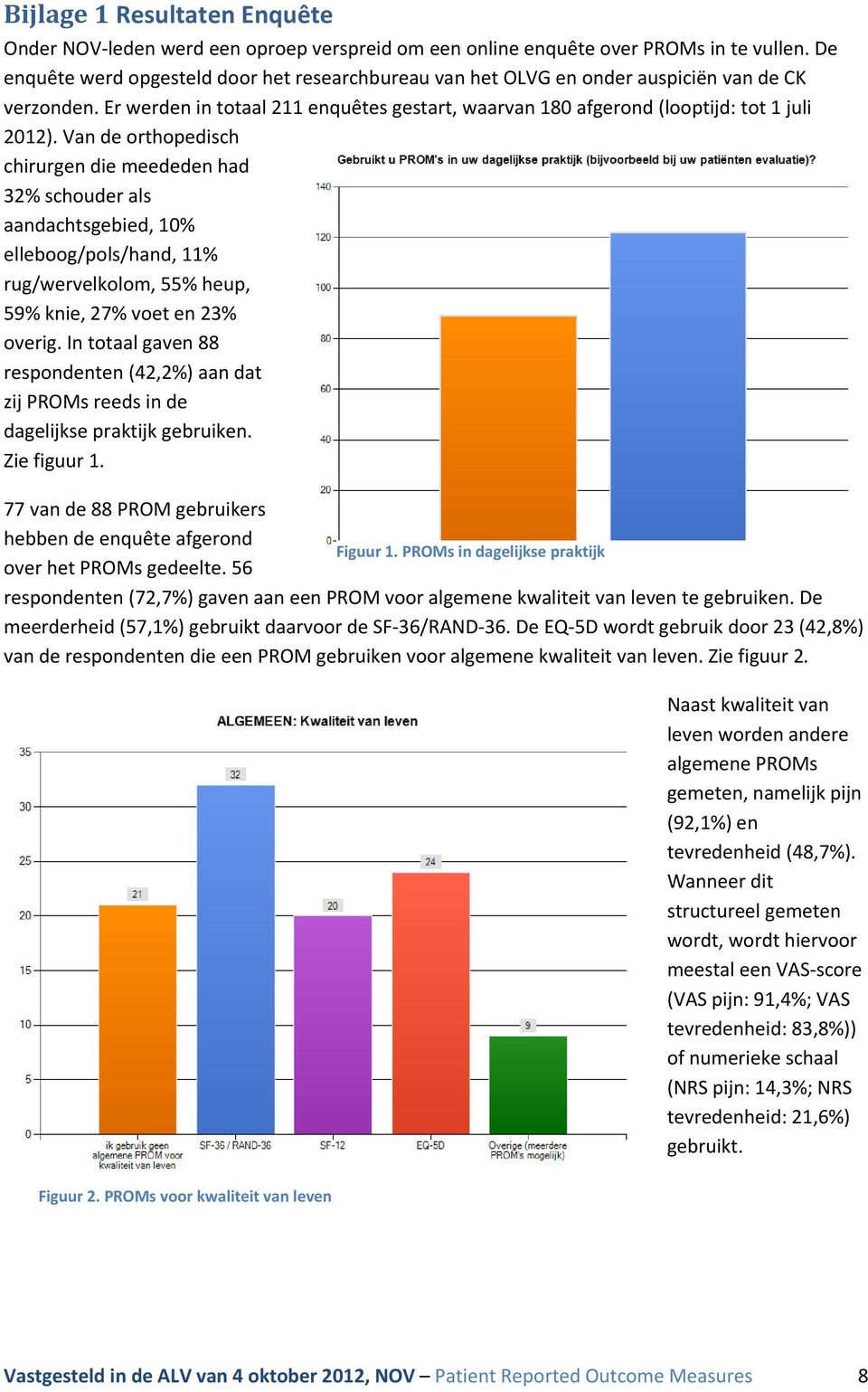 Van de orthopedisch chirurgen die meededen had 32% schouder als aandachtsgebied, 10% elleboog/pols/hand, 11% rug/wervelkolom, 55% heup, 59% knie, 27% voet en 23% overig.