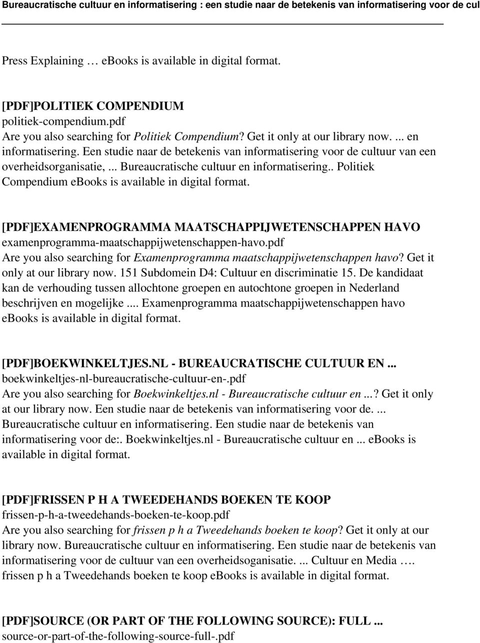 . Politiek Compendium ebooks is available in digital [PDF]EXAMENPROGRAMMA MAATSCHAPPIJWETENSCHAPPEN HAVO examenprogramma-maatschappijwetenschappen-havo.