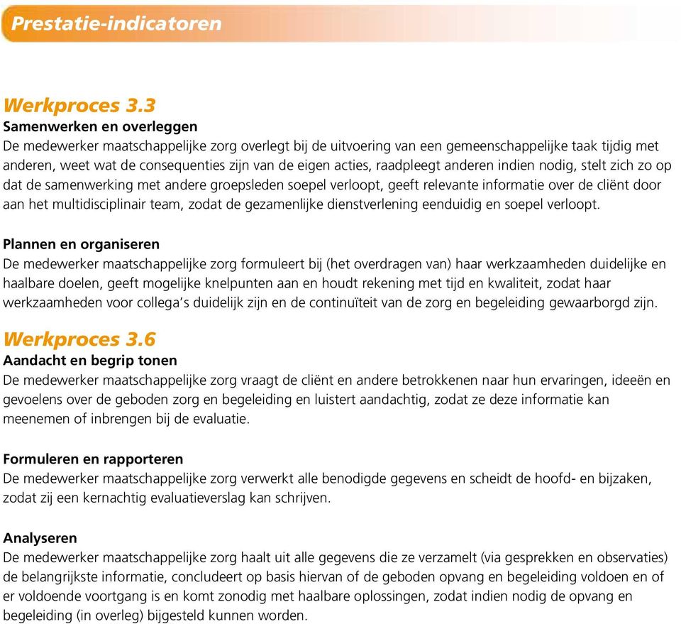 raadpleegt anderen indien nodig, stelt zich zo op dat de samenwerking met andere groepsleden soepel verloopt, geeft relevante informatie over de cliënt door aan het multidisciplinair team, zodat de