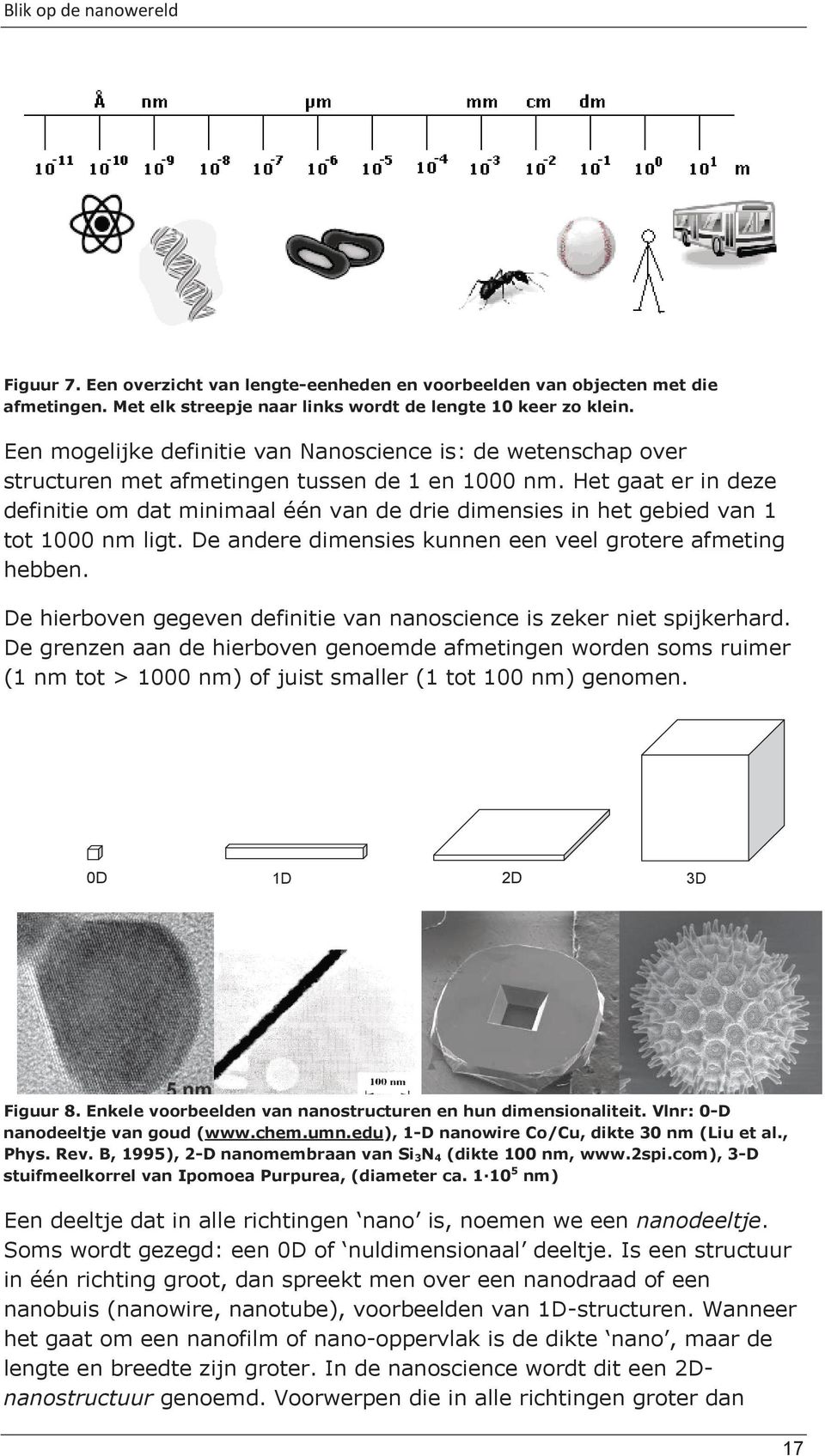 Het gaat er in deze definitie om dat minimaal één van de drie dimensies in het gebied van 1 tot 1000 nm ligt. De andere dimensies kunnen een veel grotere afmeting hebben.