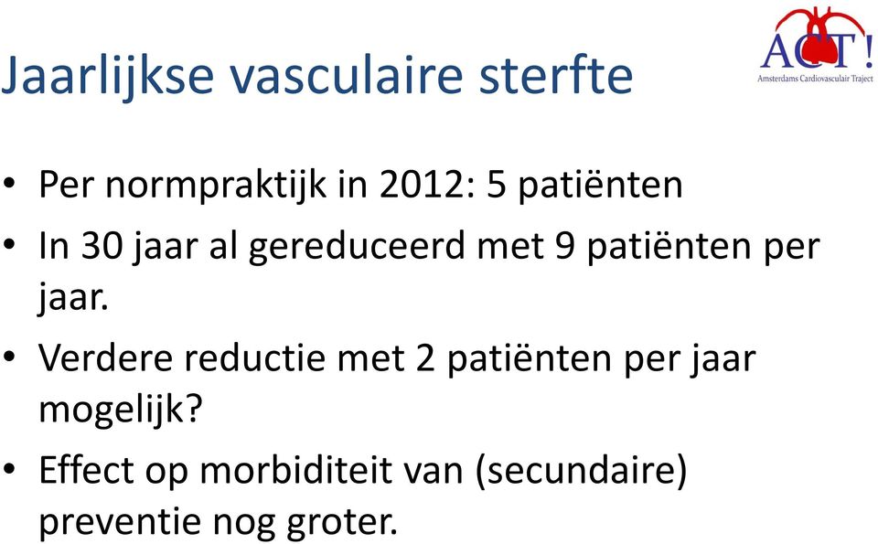 jaar. Verdere reductie met 2 patiënten per jaar mogelijk?