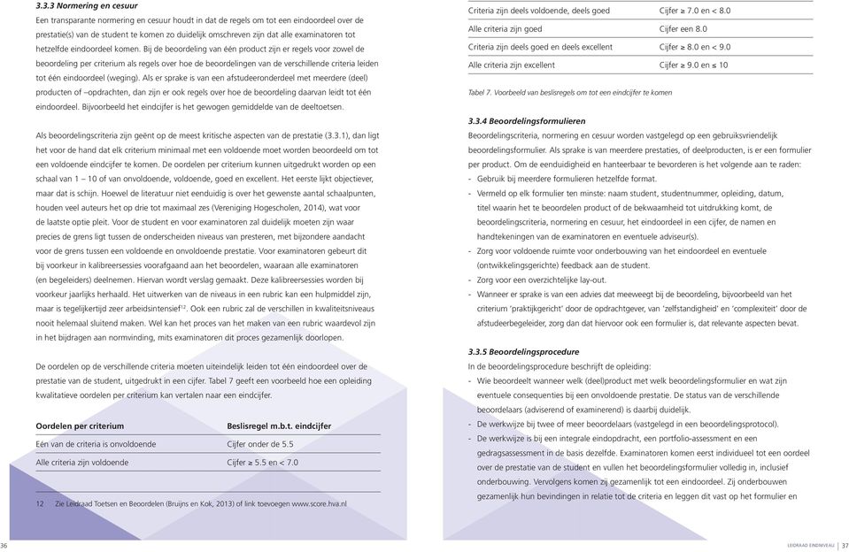 Bij de beoordeling van één product zijn er regels voor zowel de beoordeling per criterium als regels over hoe de beoordelingen van de verschillende criteria leiden tot één eindoordeel (weging).