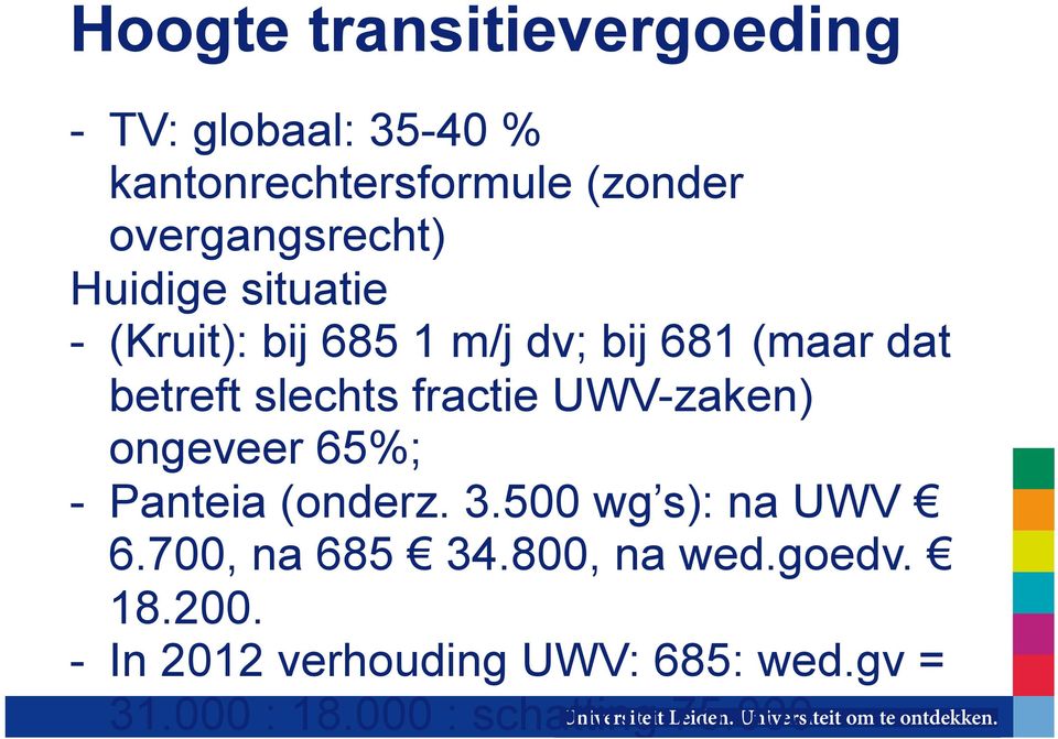 slechts fractie UWV-zaken) ongeveer 65%; - Panteia (onderz. 3.500 wg s): na UWV 6.