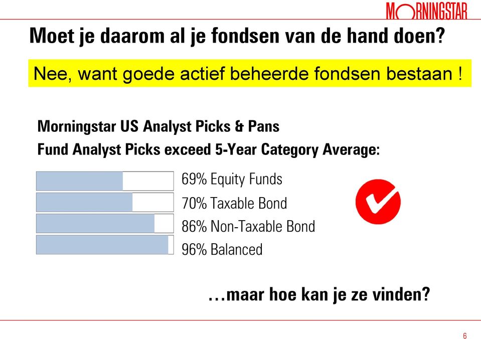 Morningstar US Analyst Picks & Pans Fund Analyst Picks exceed 5-Year