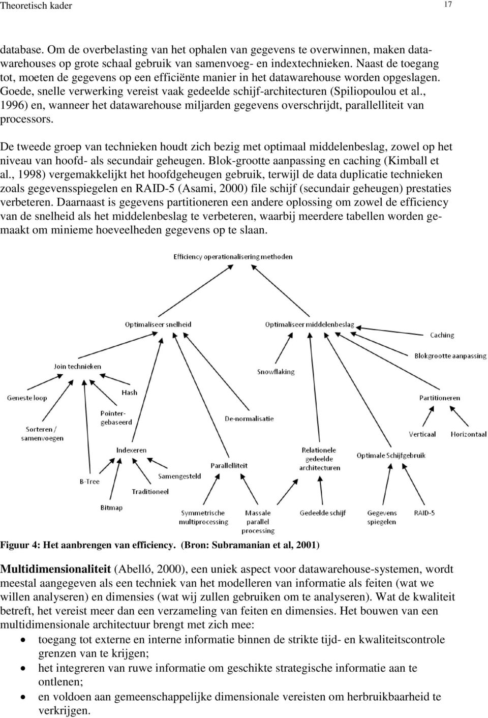 , 1996) en, wanneer het datawarehouse miljarden gegevens overschrijdt, parallelliteit van processors.