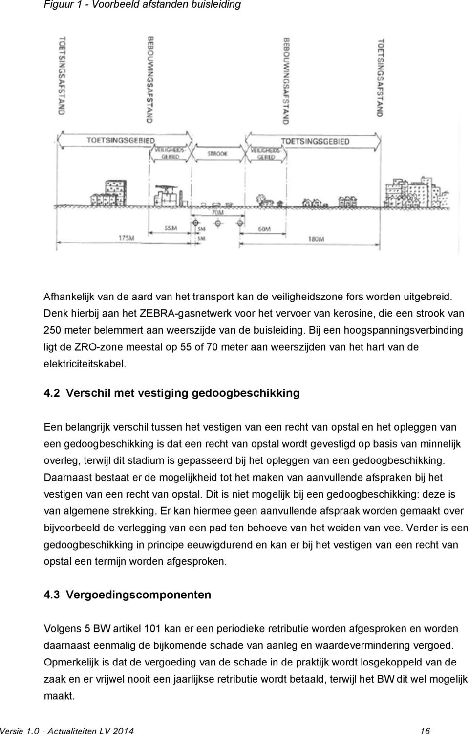 Bij een hoogspanningsverbinding ligt de ZRO-zone meestal op 55 of 70 meter aan weerszijden van het hart van de elektriciteitskabel. 4.