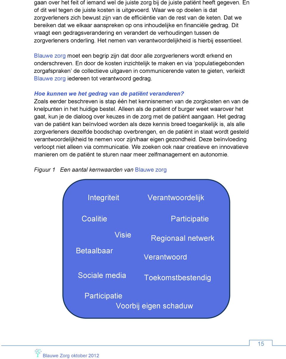 Dit vraagt een gedragsverandering en verandert de verhoudingen tussen de zorgverleners onderling. Het nemen van verantwoordelijkheid is hierbij essentieel.