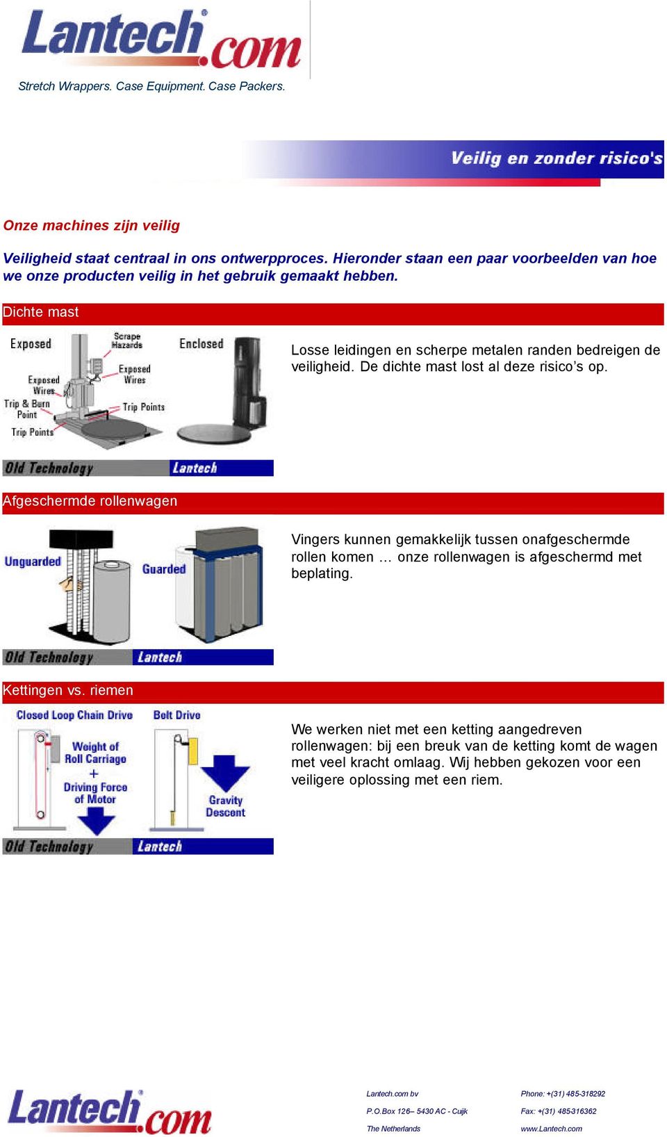 Dichte mast Losse leidingen en scherpe metalen randen bedreigen de veiligheid. De dichte mast lost al deze risico s op.