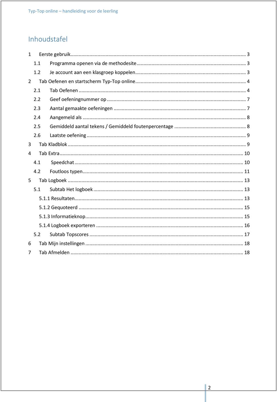 5 Gemiddeld aantal tekens / Gemiddeld foutenpercentage... 8 2.6 Laatste oefening... 9 3 Tab Kladblok... 9 4 Tab Extra... 10 4.1 Speedchat... 10 4.2 Foutloos typen.