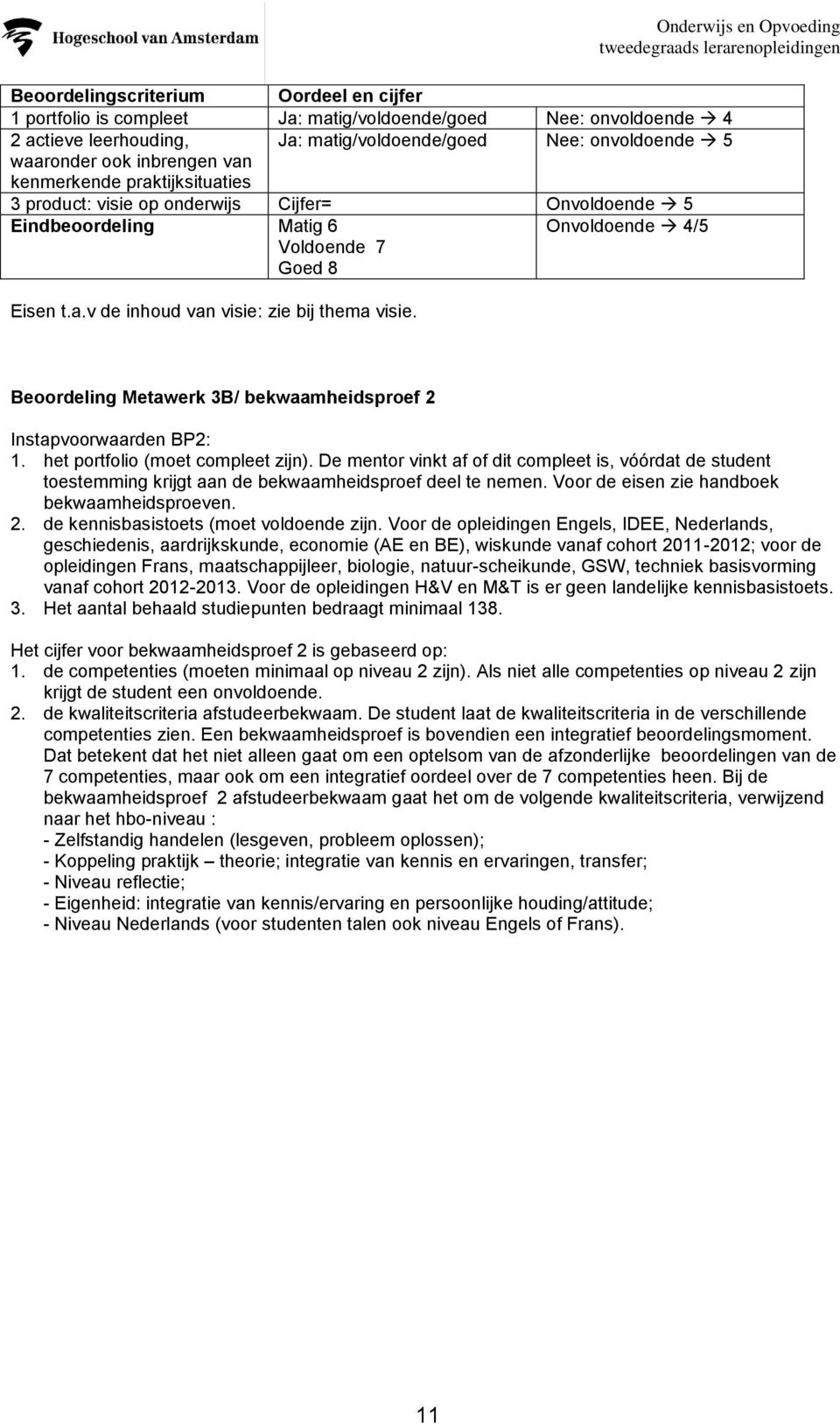 Beoordeling Metawerk 3B/ bekwaamheidsproef 2 Instapvoorwaarden BP2: 1. het portfolio (moet compleet zijn).