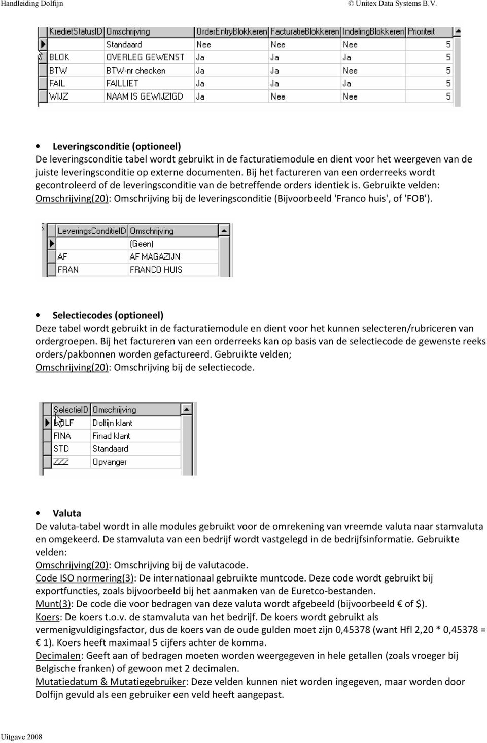 Gebruikte velden: Omschrijving(20): Omschrijving bij de leveringsconditie (Bijvoorbeeld 'Franco huis', of 'FOB').