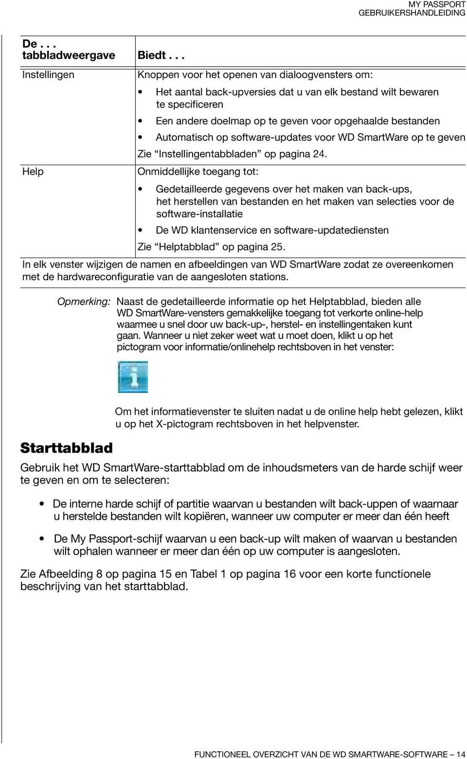 Automatisch op software-updates voor WD SmartWare op te geven Zie Instellingentabbladen op pagina 24.