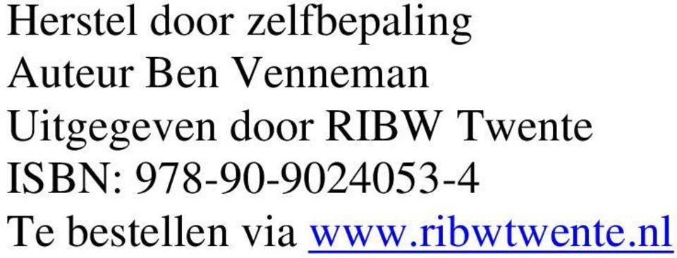 RIBW Twente ISBN: