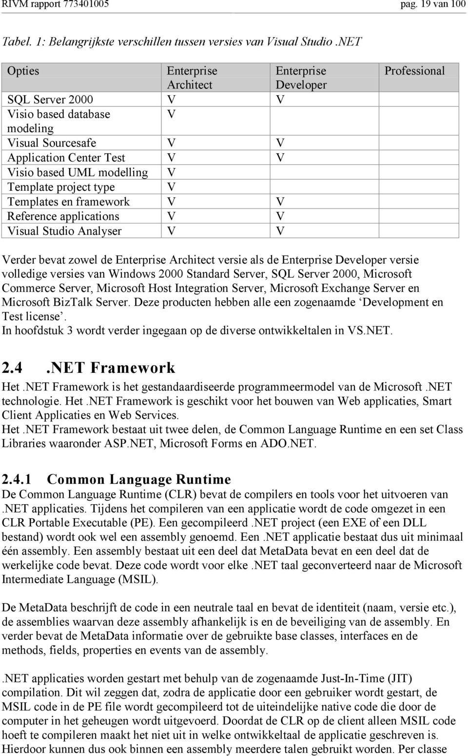 type V Templates en framework V V Reference applications V V Visual Studio Analyser V V Professional Verder bevat zowel de Enterprise Architect versie als de Enterprise Developer versie volledige